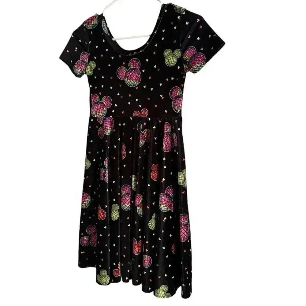 Wild Rich Kids Velvet Disco Mickey Twirl Dress - youth 11/12 - Picture 3 of 10
